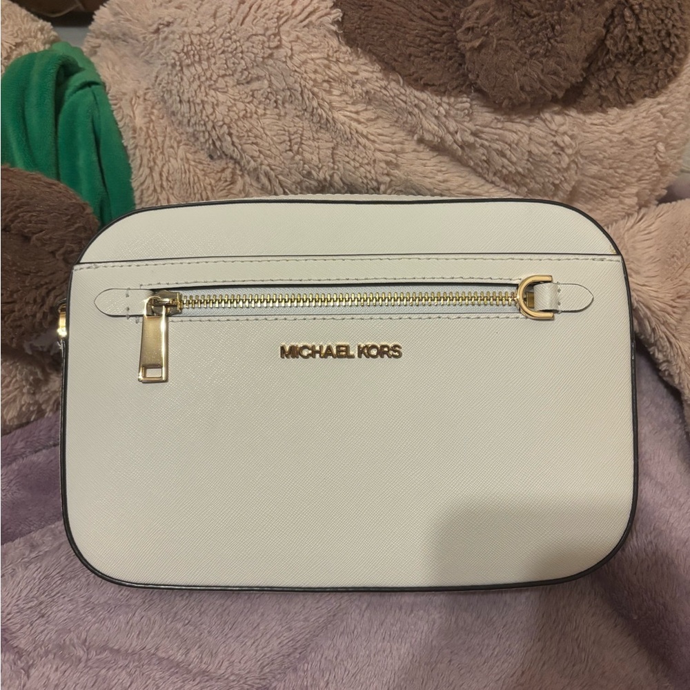 Michael Kors Cream Crossbody Bag with Gold Accents